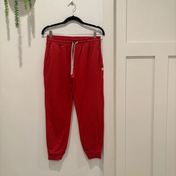 Vuori Pants - Vuori The Rise The Shine Performance Jogger Red Drawstring Front Pockets Small